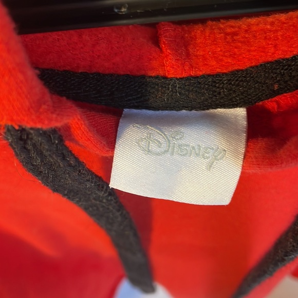 Mickey Mouse cropped red hoodie size Large. Black writing. Embroidered Mickey - Picture 5 of 12